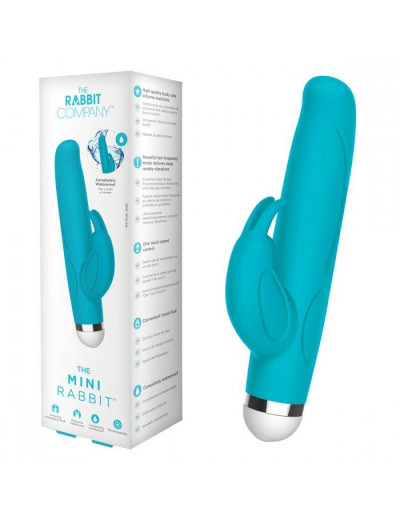 Голубой вибратор-кролик The Mini Rabbit - 13,9 см.