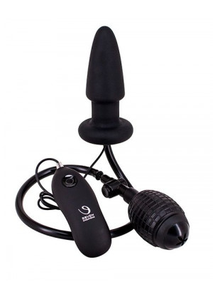 Черная вибропробка с функцией расширения FANNY HILLS SILICONE BUTT PLUG - 11 см.