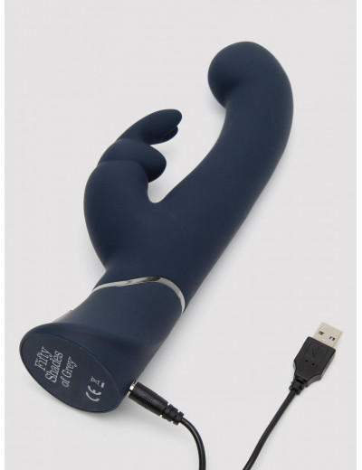 Темно-синий вибратор-кролик Greedy Girl Real-Feel Rabbit Vibrator - 25,4 см.