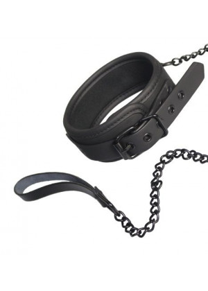 Чёрный ошейник с поводком BLAZE COLLAR AND CHAIN BLACK