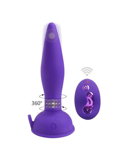 Фиолетовый анальный вибростимулятор Remote Control Anal Plug - 17,5 см.