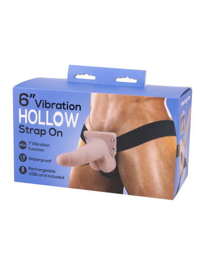 Полый страпон с вибрацией 6? Vibration Hollow Strap-on - 17 см.