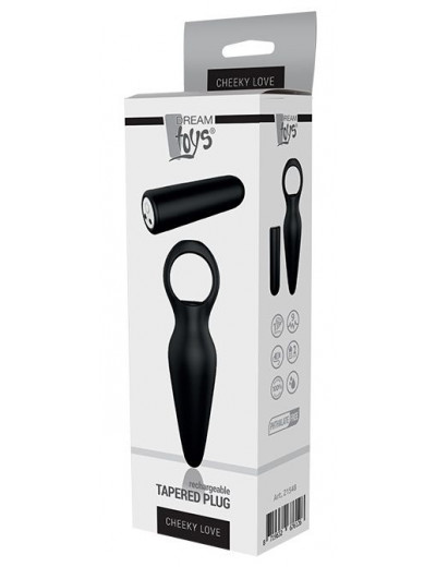 Черная анальная вибровтулка TAPERED PLUG - 10 см.