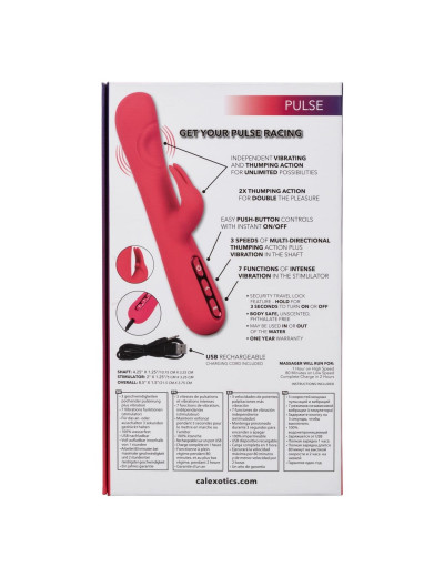 Розовый вибромассажер-кролик Throb Pulse - 21,5 см.