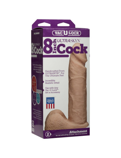 Ультрареалистичная насадка для трусиков Vac-U-Lock 8  ULTRASKYN Cock - 20,57 см.