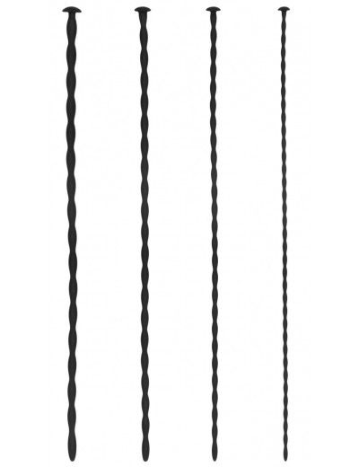 Набор из 4 черных стимуляторов уретры Spiral Screw Plug Set