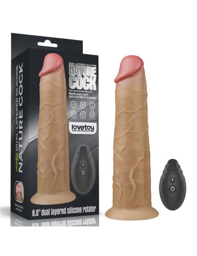 Телесный вибратор-ротатор 8.0 Dual Layered Platinum Silicone Rotator - 20,5 см.