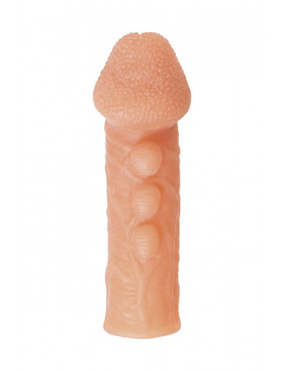 Телесная закрытая насадка с шишечками Cock Sleeve 008 Size S - 13,8 см.