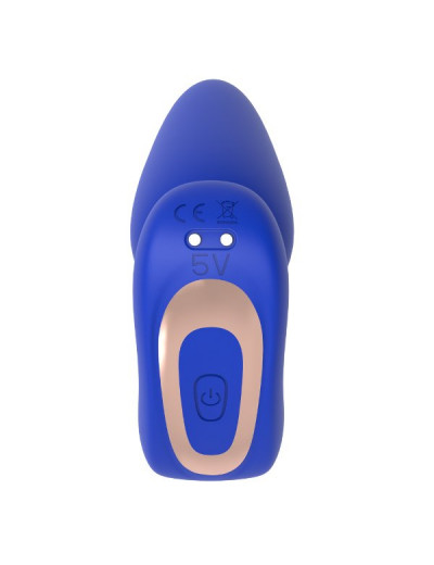 Синяя анальная пробка с пультом ДУ Remote Anal Plug - 12 см.