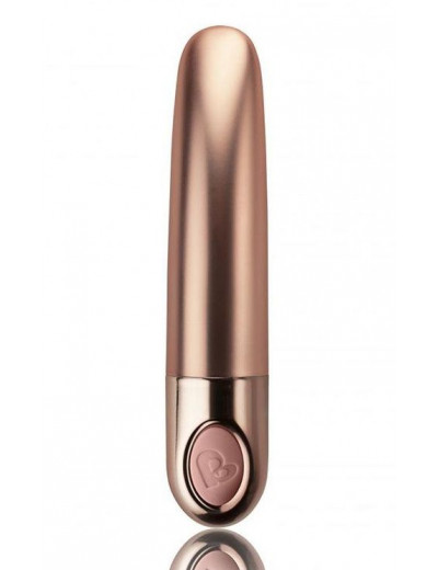 Золотистый мини-вибратор Ellipse - 10,5 см.