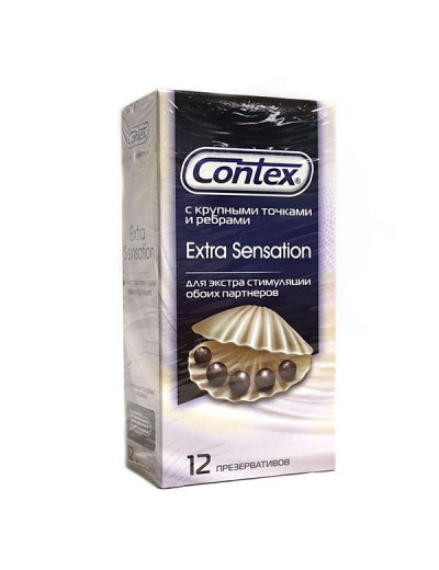 Презервативы с крупными точками и рёбрами Contex Extra Sensation - 12 шт.
