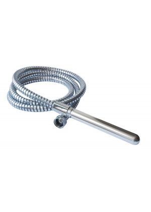 Серебристая насадка для анального душа со шлангом AQUAstick