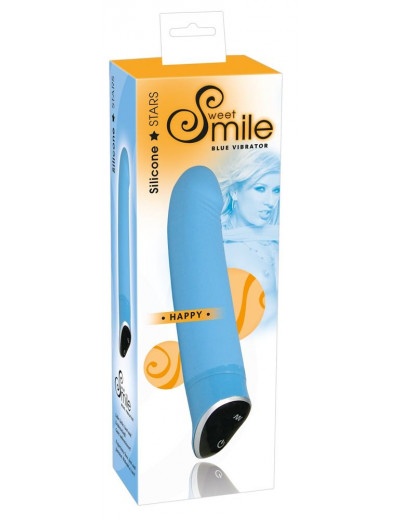 Голубой вибратор Smile Happy - 22 см.
