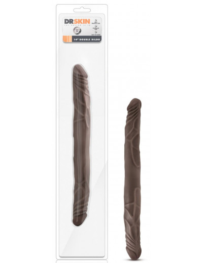 Коричневый двусторонний фаллоимитатор 14 Inch Double Dildo - 35 см.