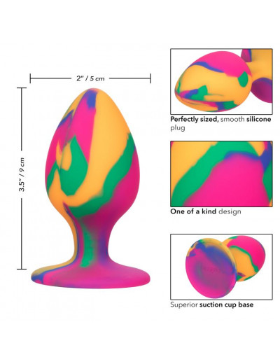 Яркая анальная пробка Cheeky Large Tie-Dye Plug - 9 см.
