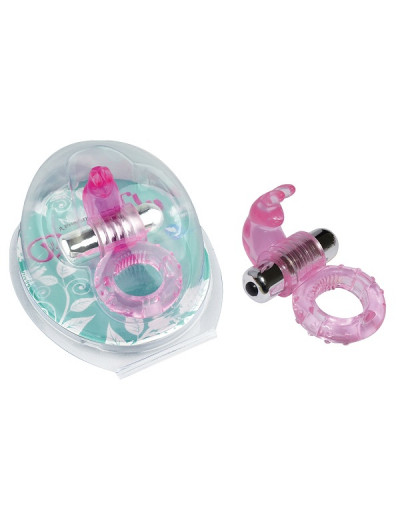 Розовое эрекционное виброкольцо с зайчиком 7 Speed Rabbit Cock Ring