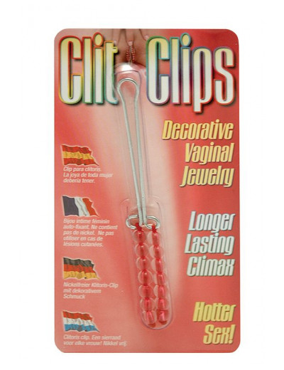 Зажим на клитор с красными бусинами CLIT CLIPS RED