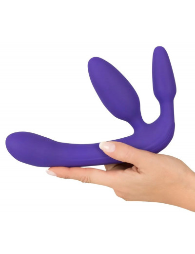 Фиолетовый безремневой вибрострапон Vibrating Strapless Strap-On