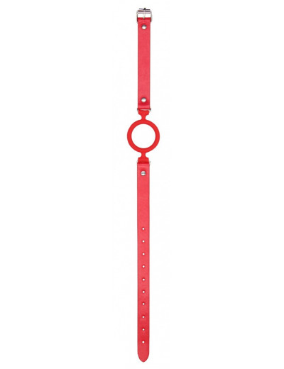 Красный кляп-кольцо с кожаными ремешками  Silicone Ring Gag with Leather Straps