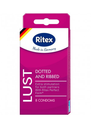 Рифленые презервативы RITEX LUST с пупырышками - 8 шт.