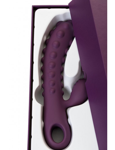 Фиолетовый вибромассажер SMON №1 с бугорками - 21,5 см.