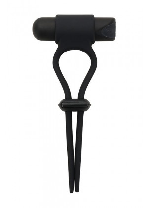 Черное вибролассо на пенис ADJUSTABLE COCKRING
