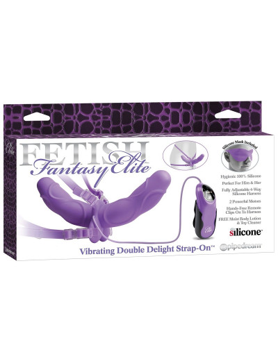 Женский вибрострапон с вагинальной пробкой Vibrating Double Delight Strap-On - 12,7 см.