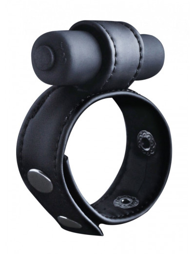 Утяжка на пенис с виброэлементом Leather Cock Ring