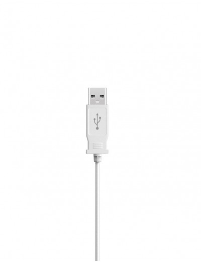 Белый вибромассажер с набором насадок USB MASSAGE KIT на проводе USB