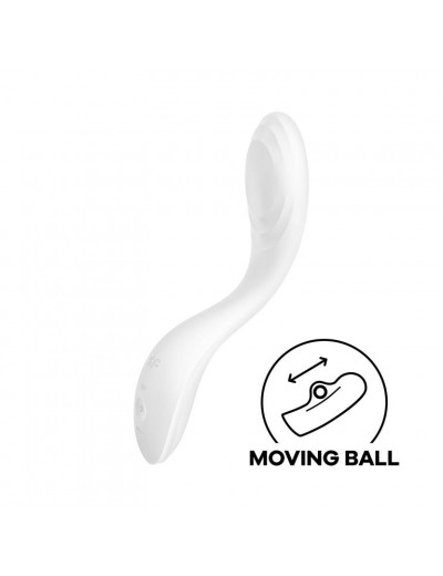 Белый вибромассажер Rrrolling Pleasure с движущимся шариком - 23 см.