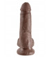Коричневый фаллоимитатор с мошонкой 7  Cock with Balls - 19,4 см.