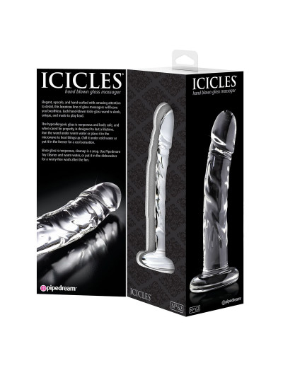 Прозрачный стеклянный фаллоимитатор Icicles №62 - 16,5 см.