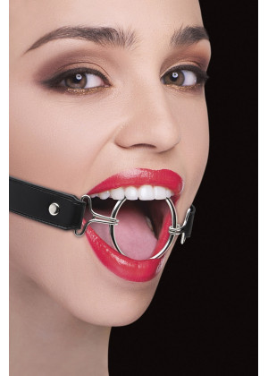 Расширяющий кляп Ring Gag XL с чёрными ремешками