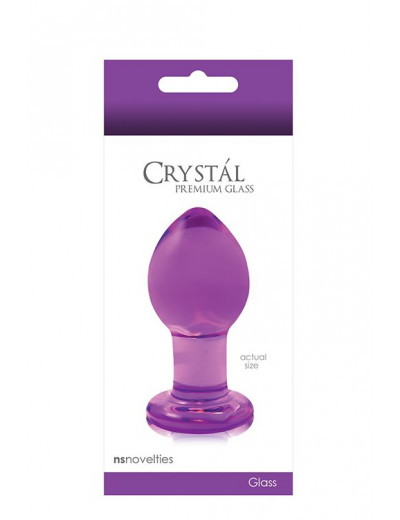 Фиолетовая стеклянная анальная пробка Crystal Medium - 7,6 см.