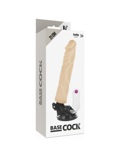 Телесный вибратор на мощной присоске Basecock Realistic Vibrator Remote Control - 21 см.