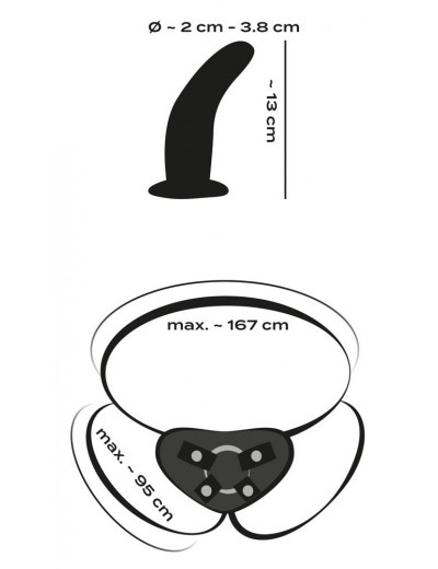 Черный вибрострапон с пультом ДУ RC Vibrating Strap-On - 13 см.