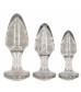 Набор из 3 серебристых анальных пробок Acrylic Goldchip Butt Plug Set
